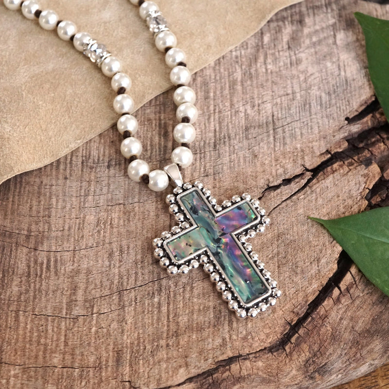 Abalone Cross Necklace