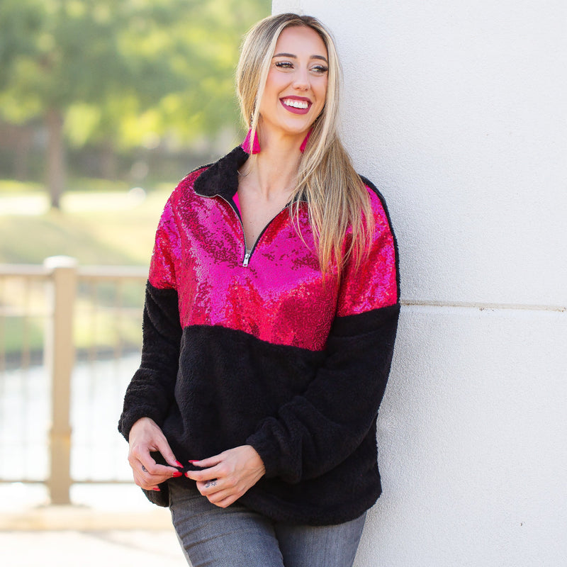 Pink Sequin Sherpa