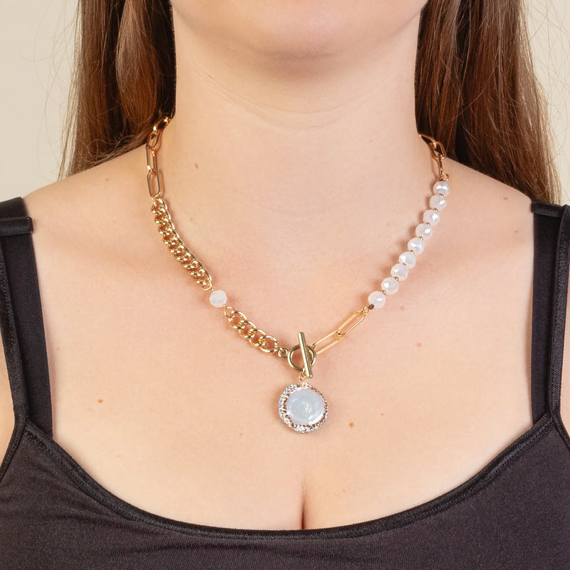 Mother Of Pearl & Gold Necklace