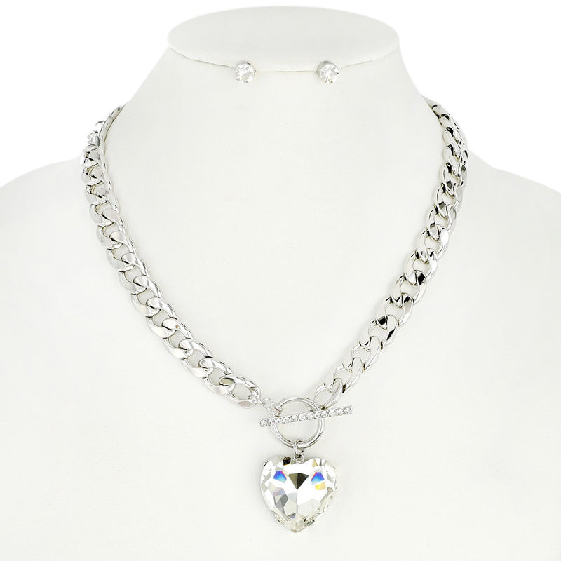 Heart On Fire Necklace - Silver