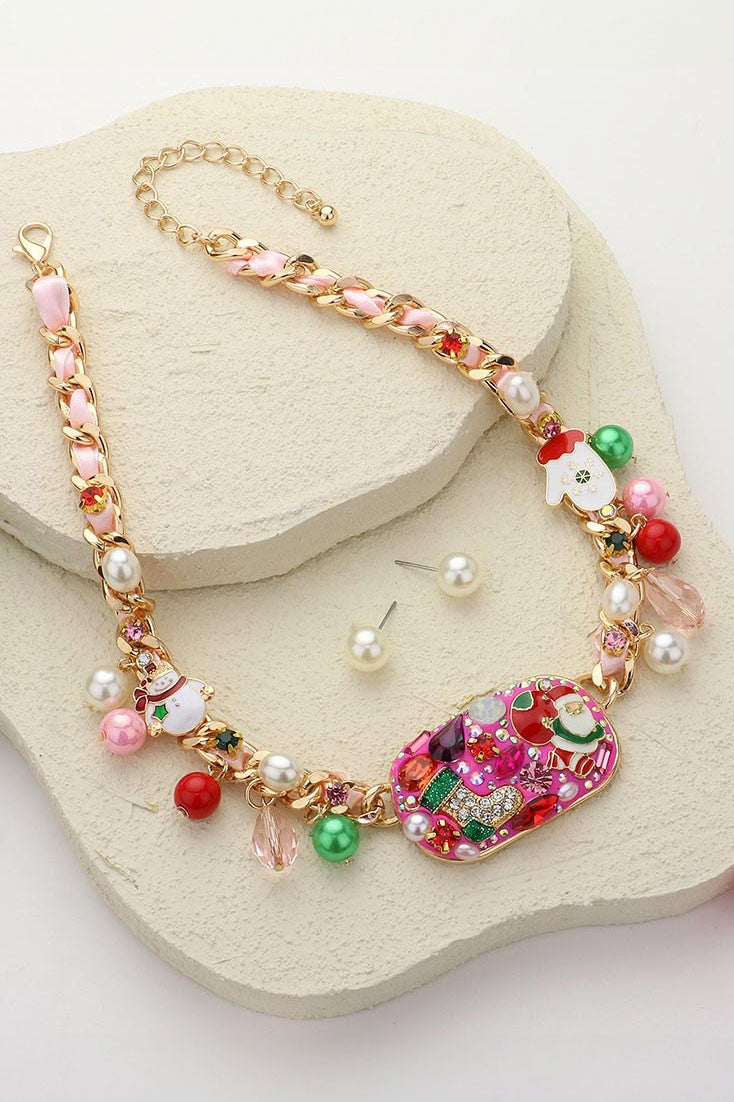 Enamel Bling Christmas Necklace