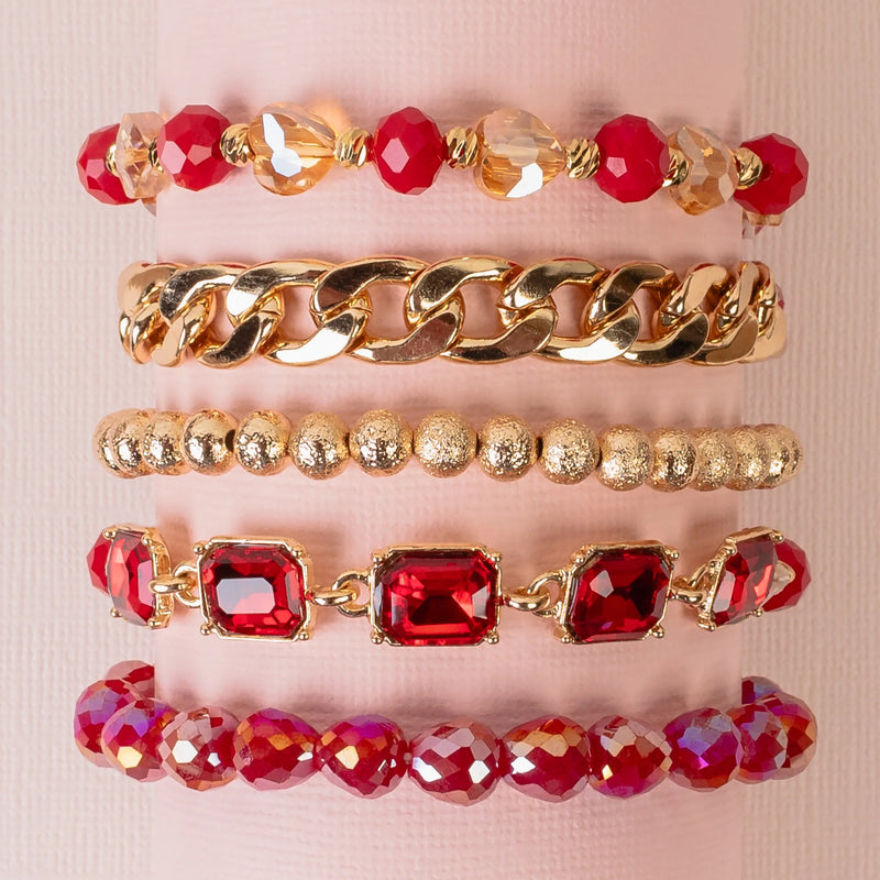 Leslie Red Bracelet Stack