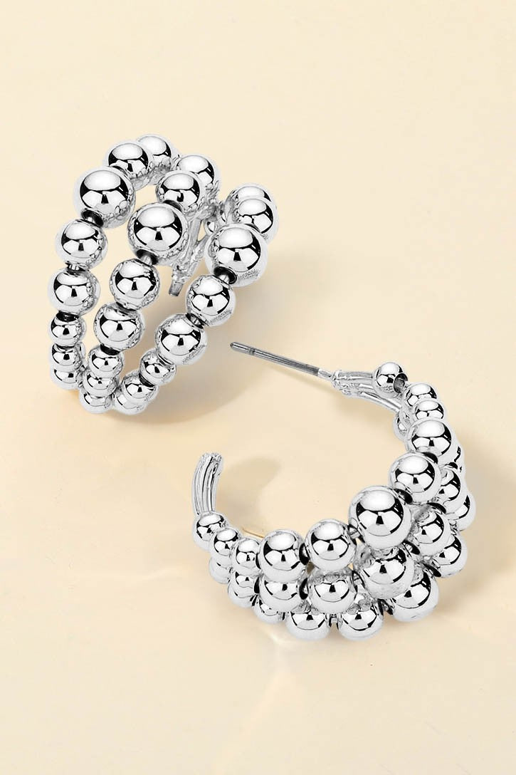 Bubble Hoop Earrings - Silver