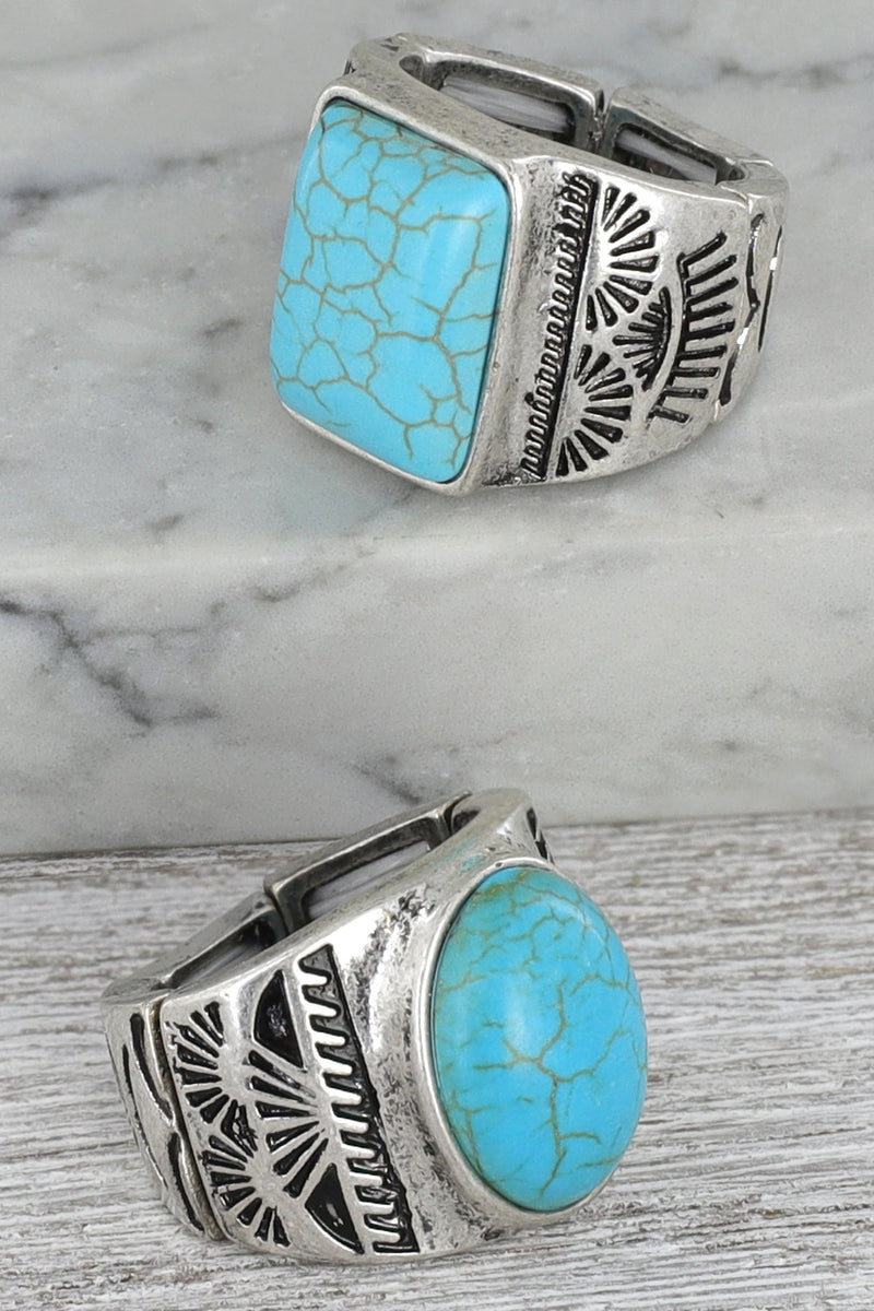 Turquoise Stone Ring - Adjustable