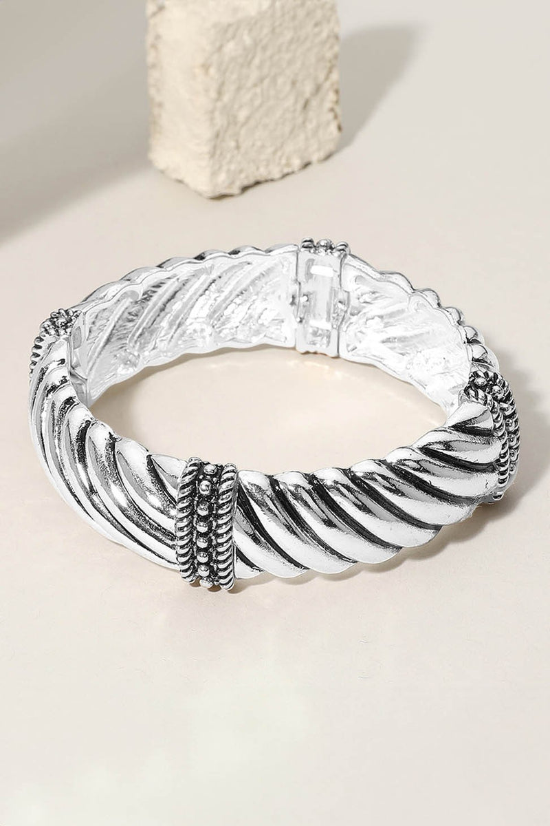 Boho Twisted Stretch Bracelet - Silver