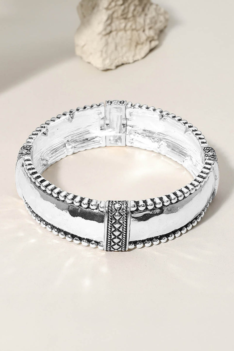 Boho Smooth Stretch Bracelet - Silver