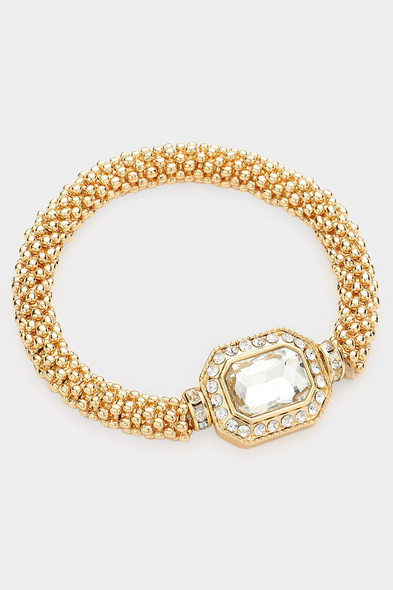 Mesh Hexagon Stretch Bracelet - Gold