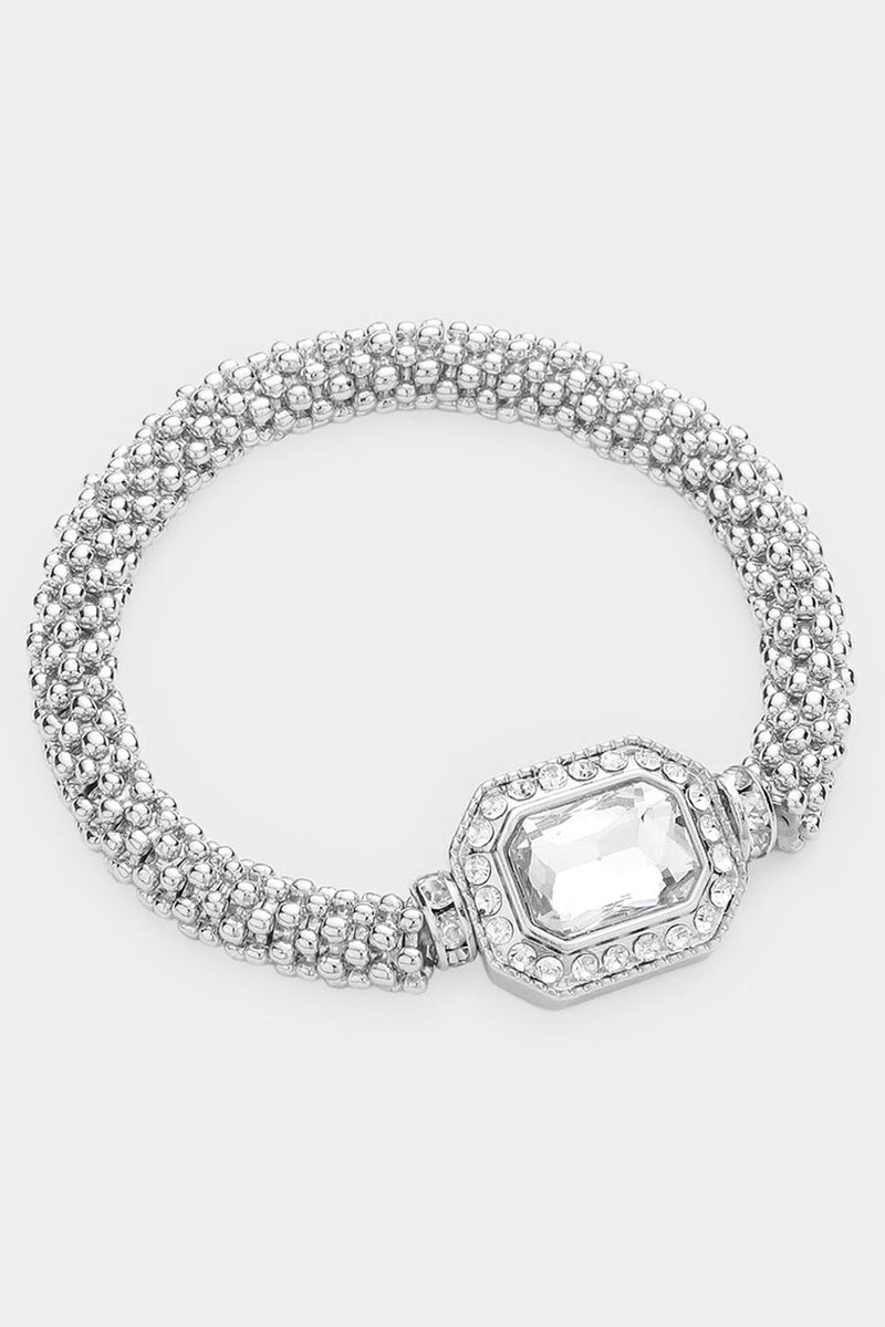 Mesh Hexagon Stretch Bracelet - Silver