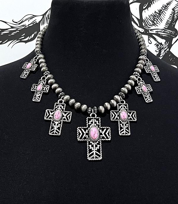 Pink Cross Necklace