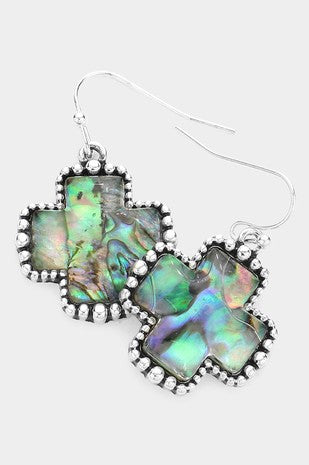 Abalone Cross Earrings