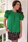 Kimber Eyelet Top - Kelly Green