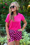 PREORDER-Pink And Black Checkered Everyday Shorts