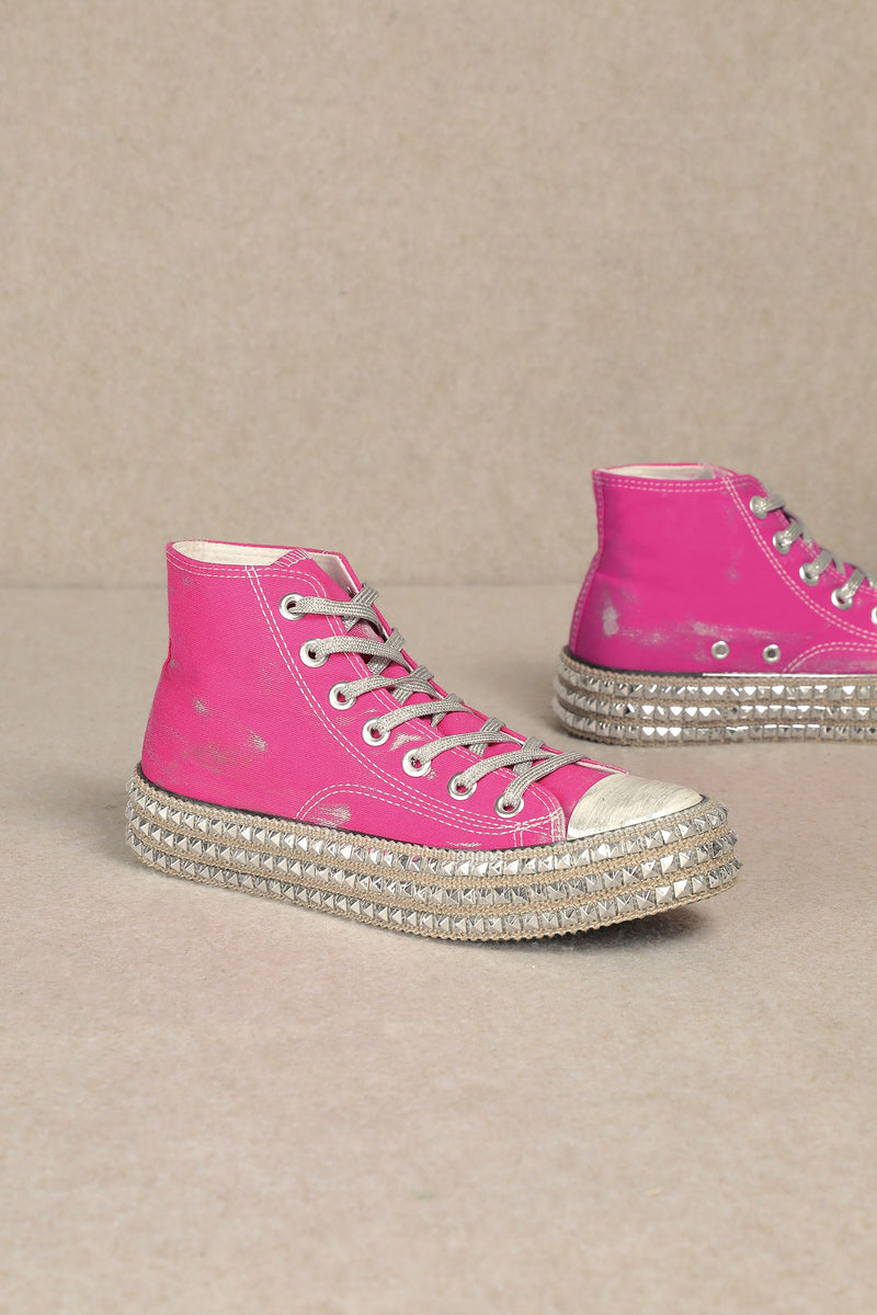 Hot Pink Studded Sneakers