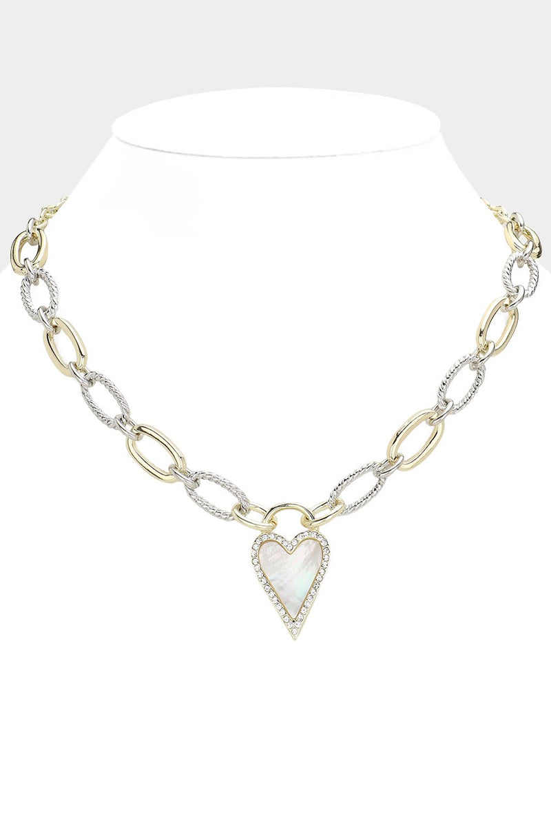 Mother Of Pearl Heart Necklace