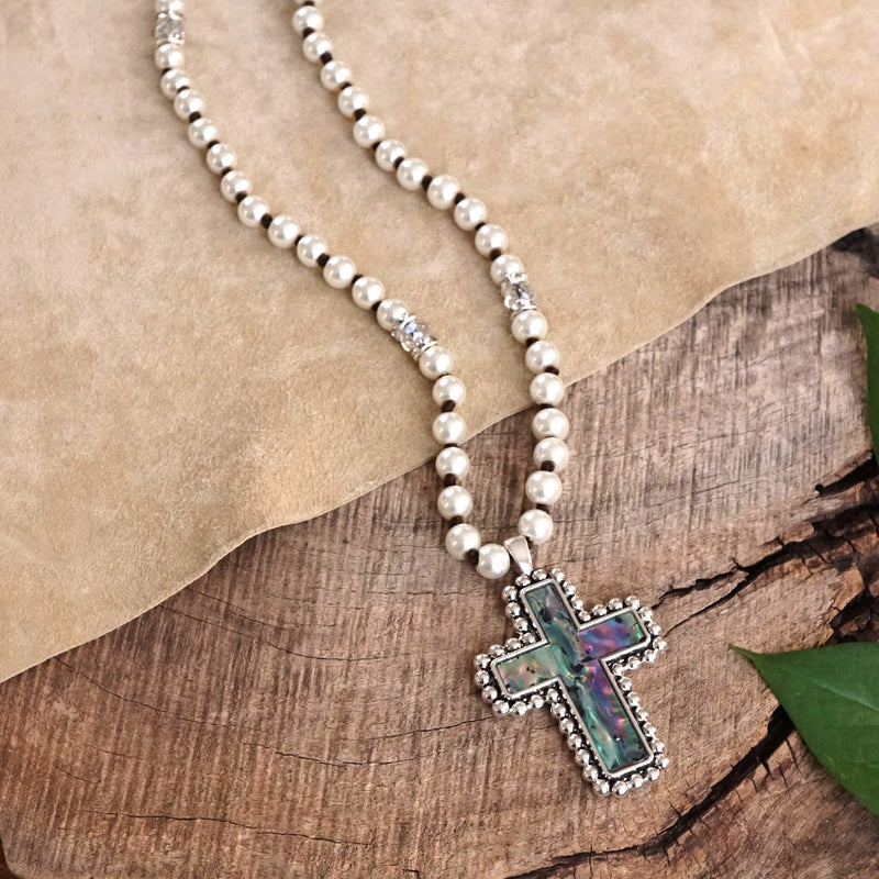 Abalone Cross Necklace