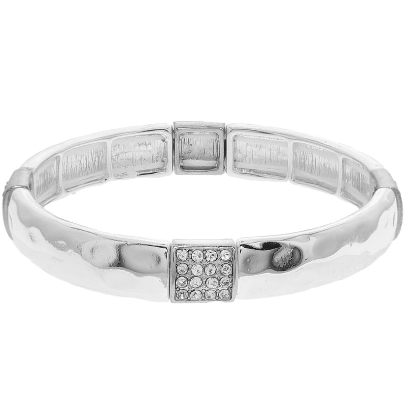 Hammered Stretch Bracelet - Silver