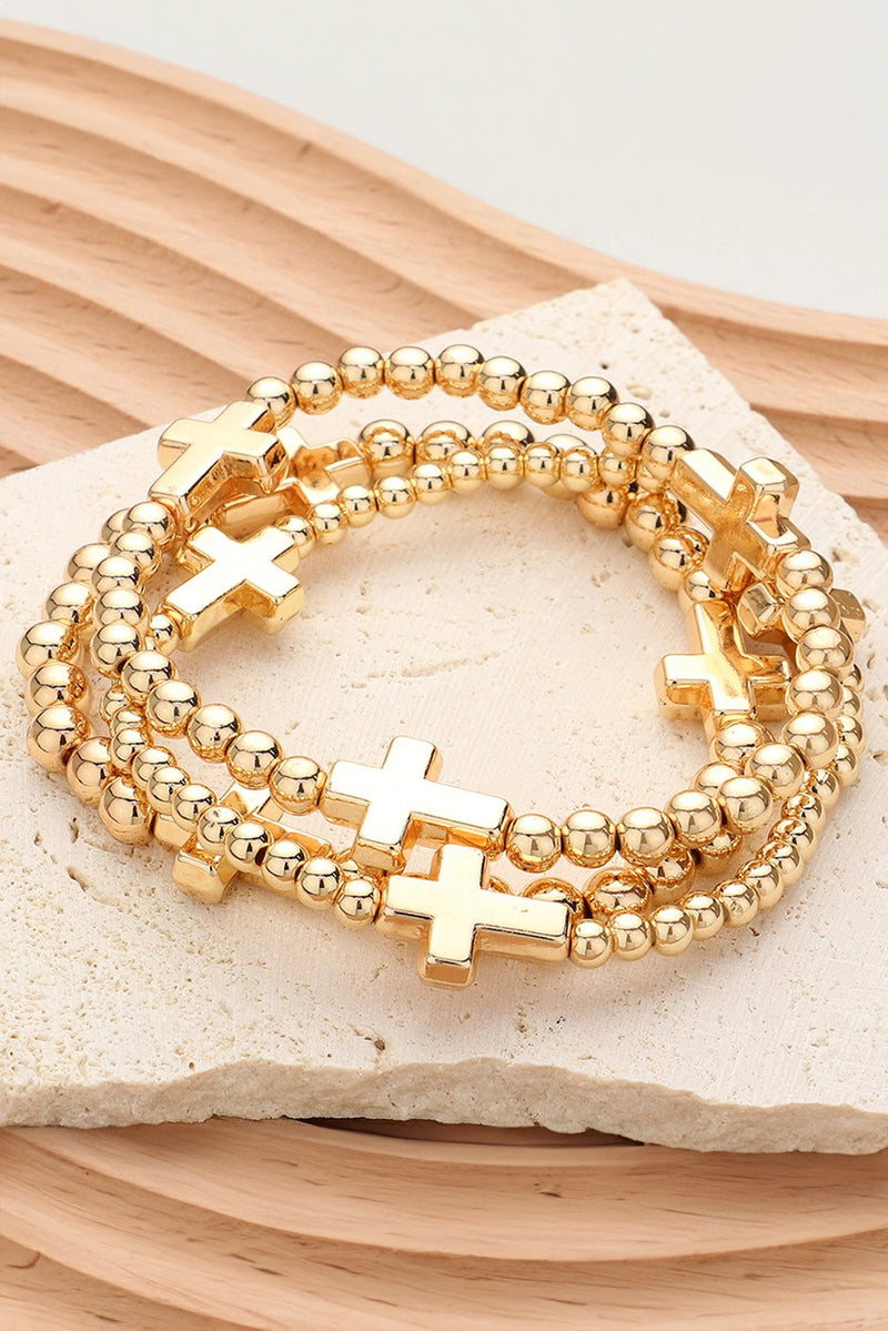 Gold Cross Bracelet Set
