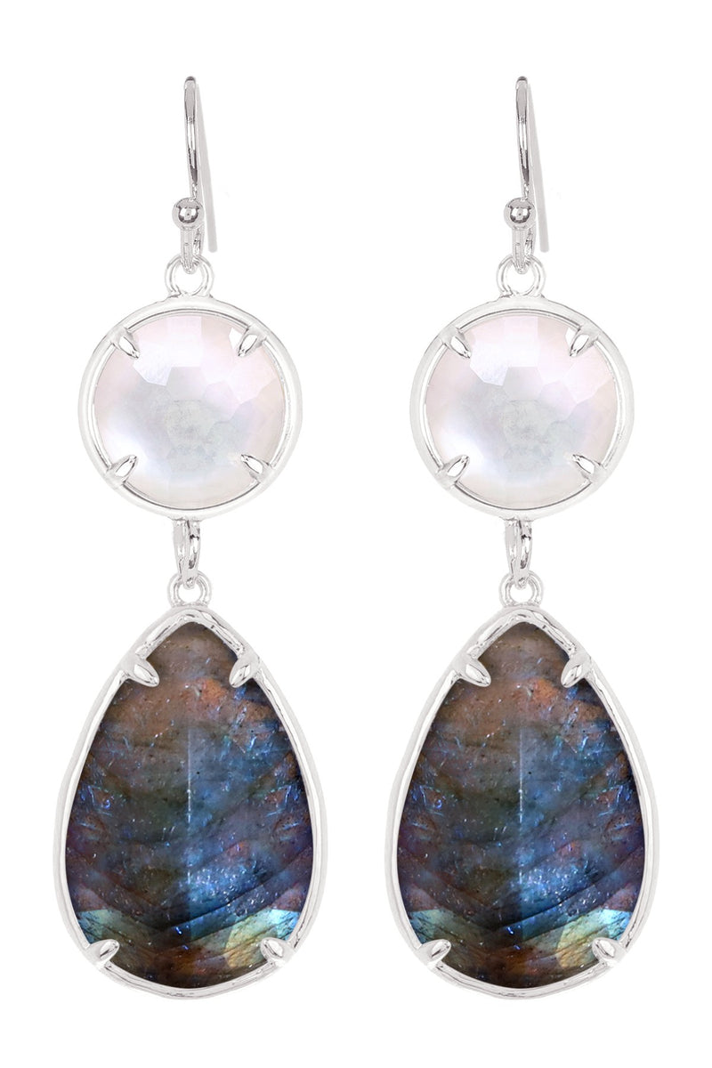 Labradorite w/ Pearl Earrings