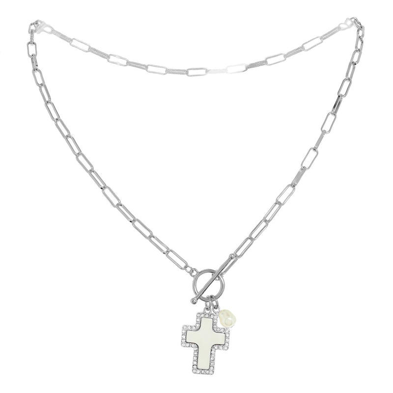 Mother Of Pearl Cross Necklace
