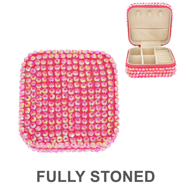 Rhinestone Jewelry Travel Box - Pink