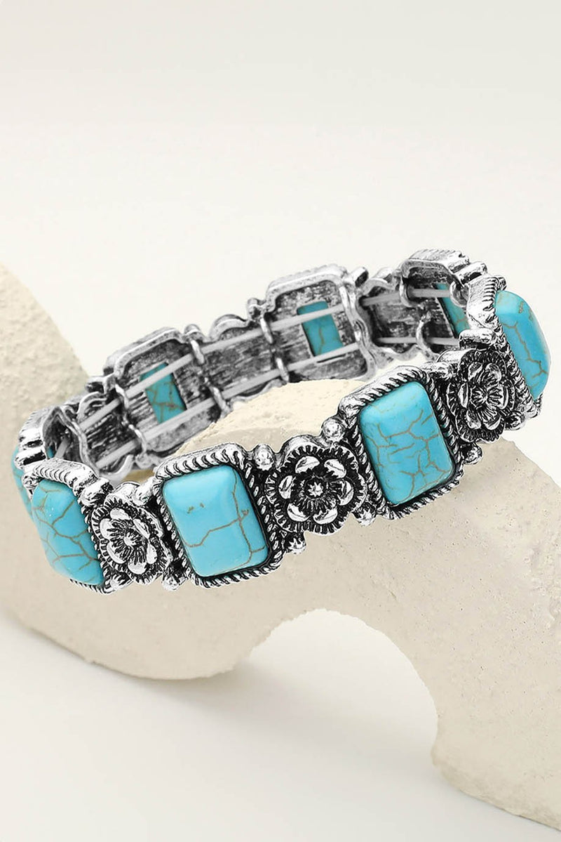 Flower Child Stretch Bracelet - Turquoise