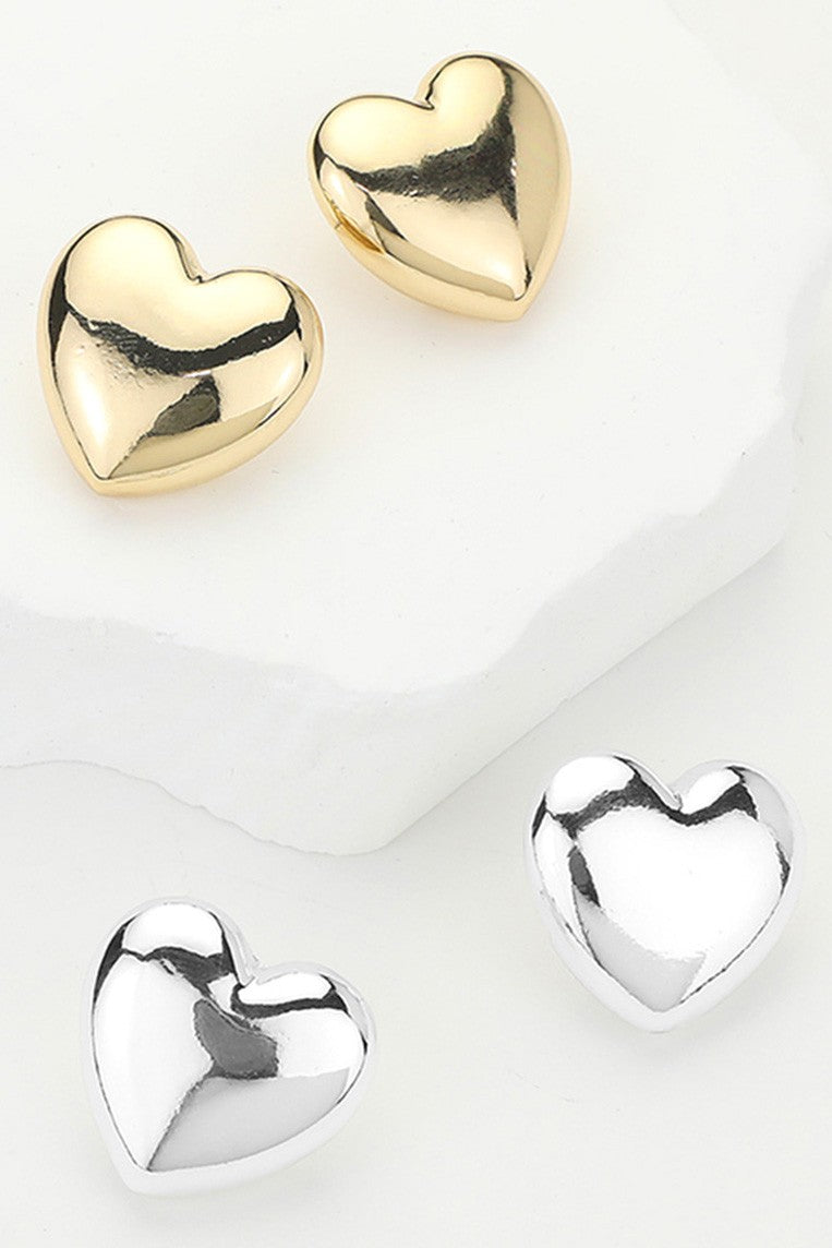 Metallic Heart Stud Earrings