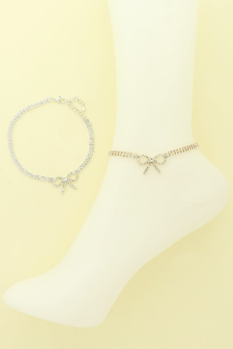 Rhinestone Bow Anklet