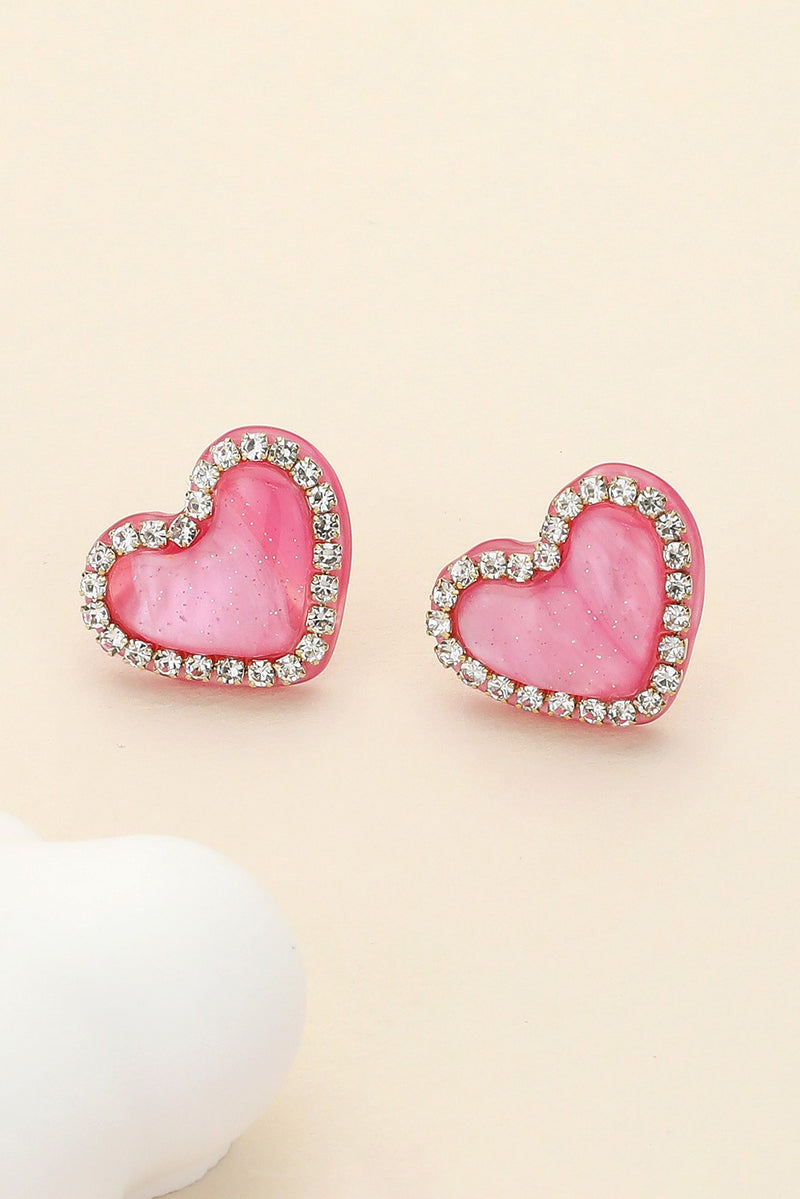 Rhinestone Heart Studs