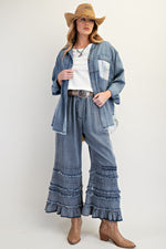 Self Frayed Denim Ruffle Pants PREORDER