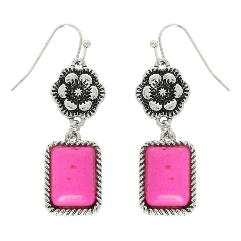 Pink Western Flower Earrings