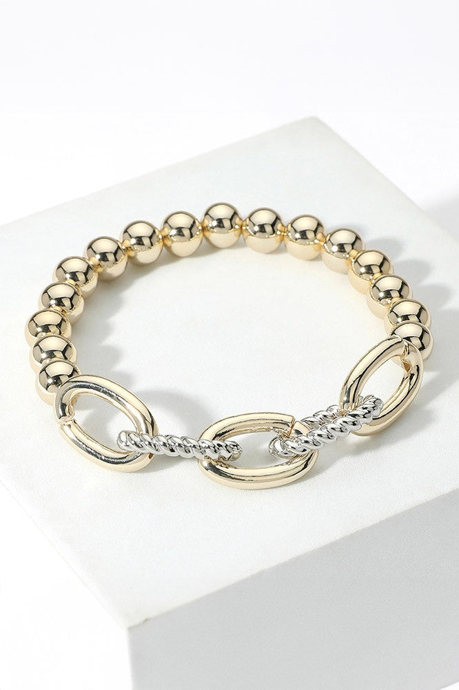 Two Tone Metal Stretch Bracelet