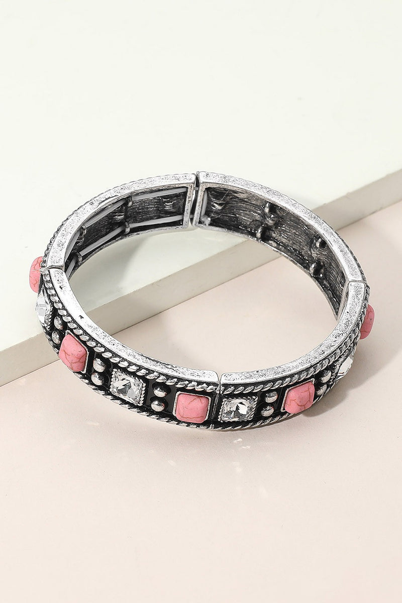 Pink & Clear Stretch Bracelet