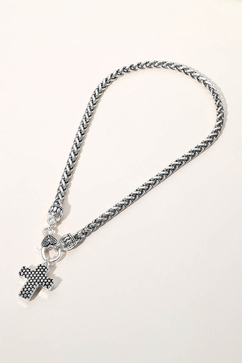 Textured Cross Necklace