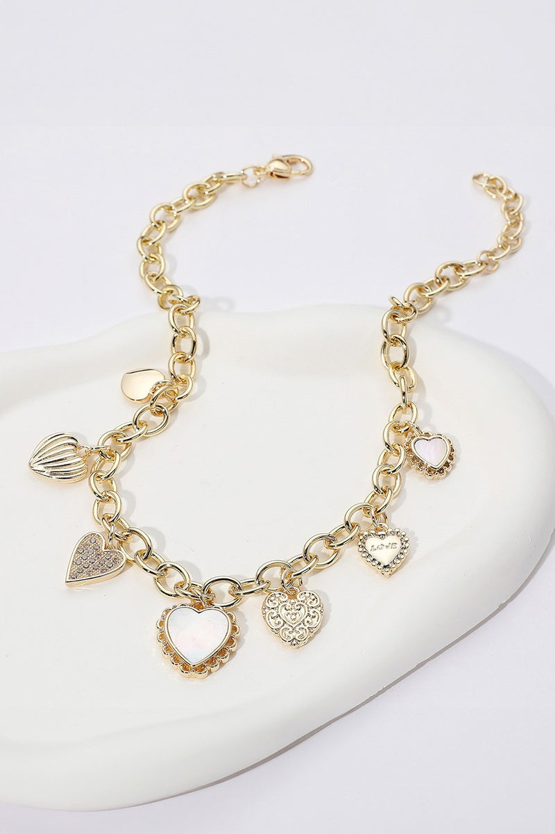 Mother Of Pearl Heart Charm Necklace