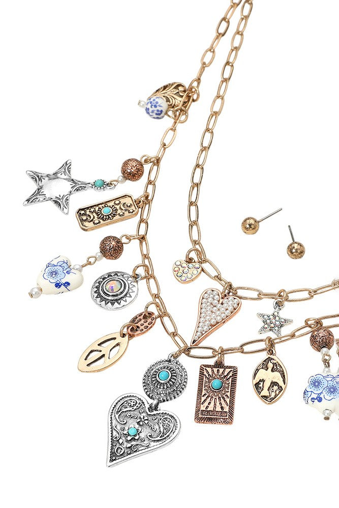 All Around The World (2) Piece Necklace Set