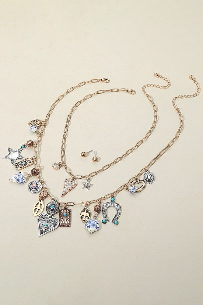 All Around The World (2) Piece Necklace Set