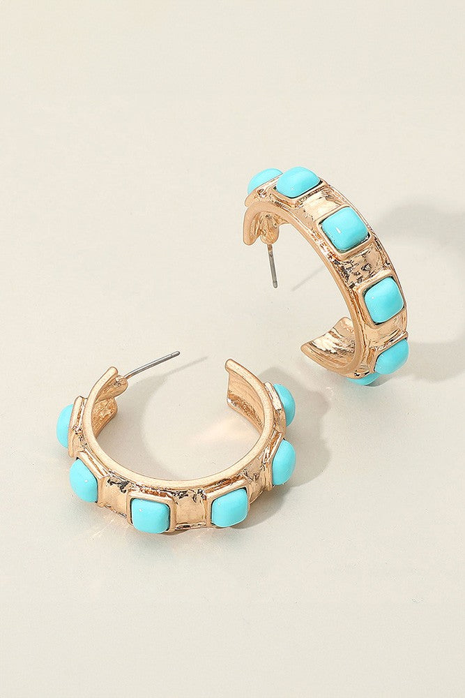 Chunky Turquoise Square Earrings