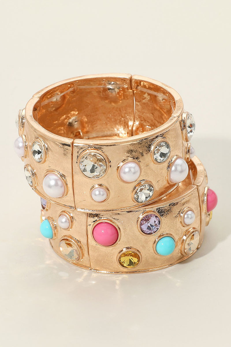 Gemstone Studded Stretch Bracelet
