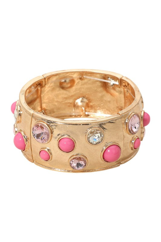 Gemstone Studded Stretch Bracelet