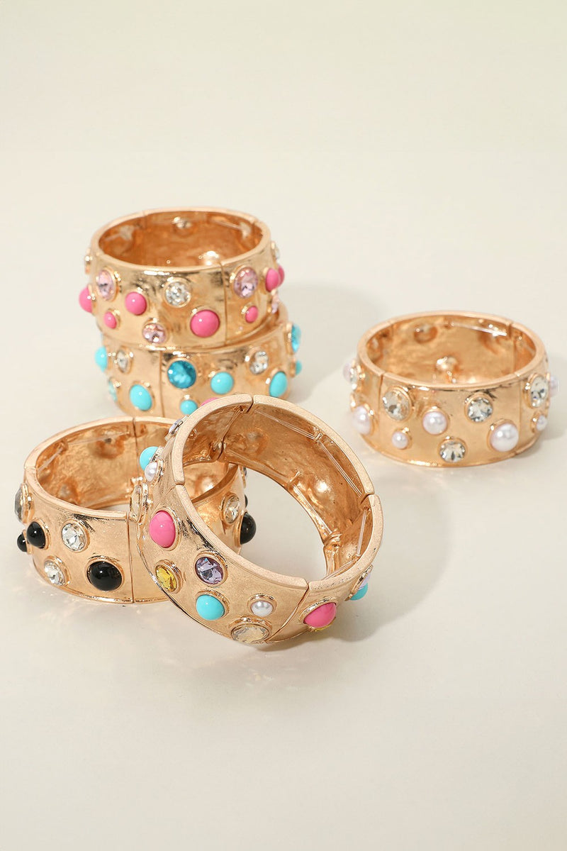 Gemstone Studded Stretch Bracelet