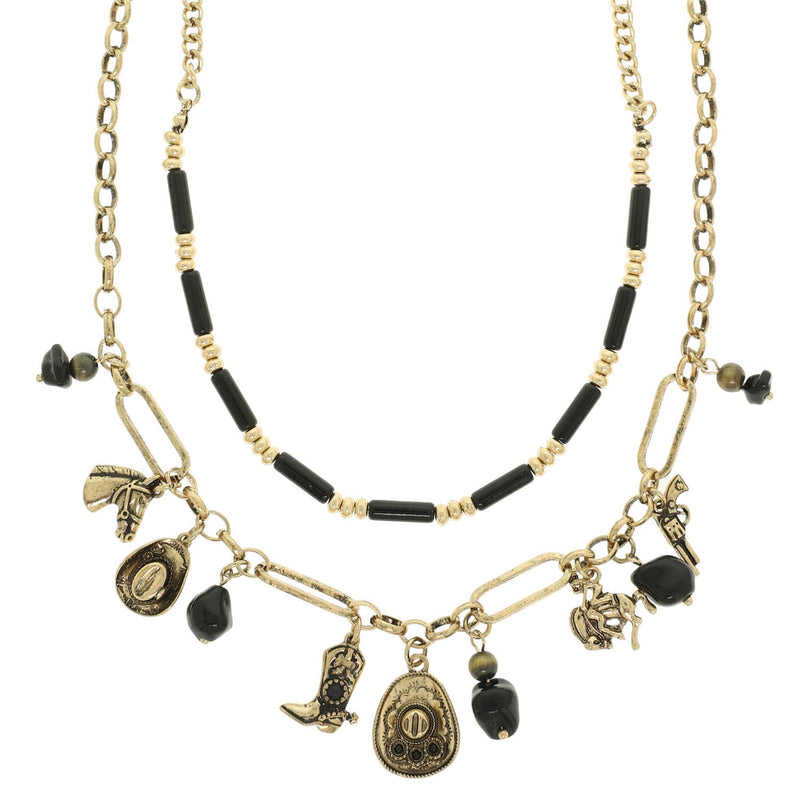 Giddy Up Black Charm Necklace