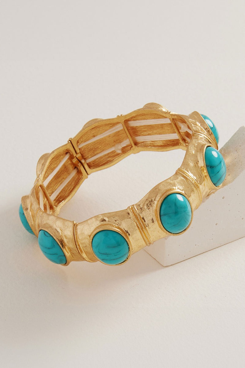 Retro Chunky Stretch Bracelet - Turquoise