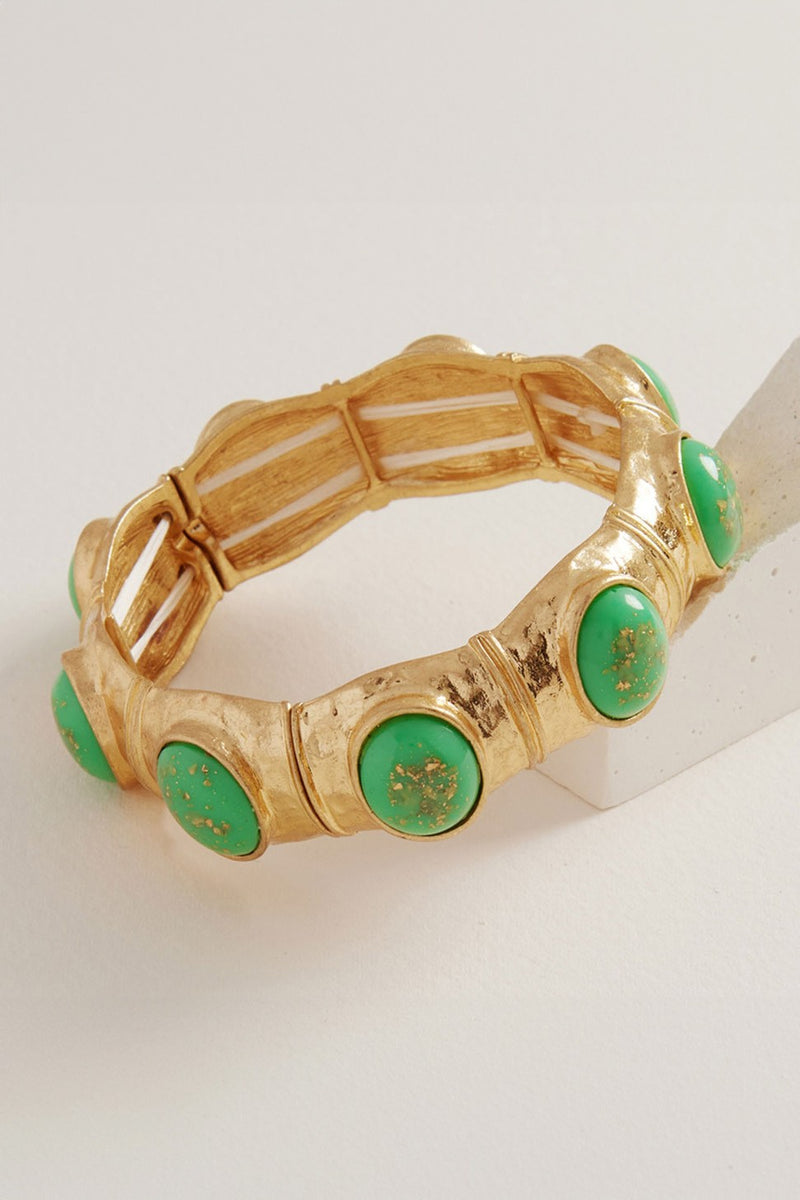 Retro Chunky Stretch Bracelet - Green