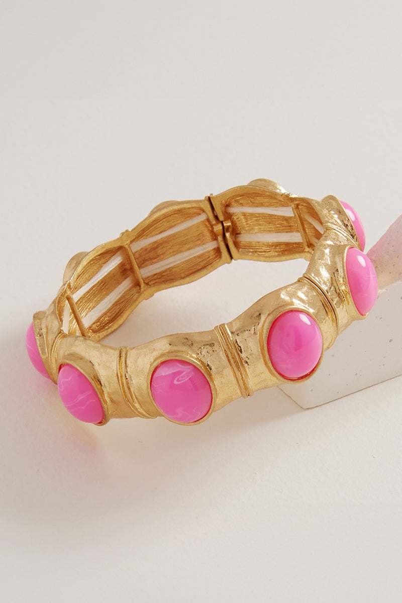 Retro Chunky Stretch Bracelet - Pink