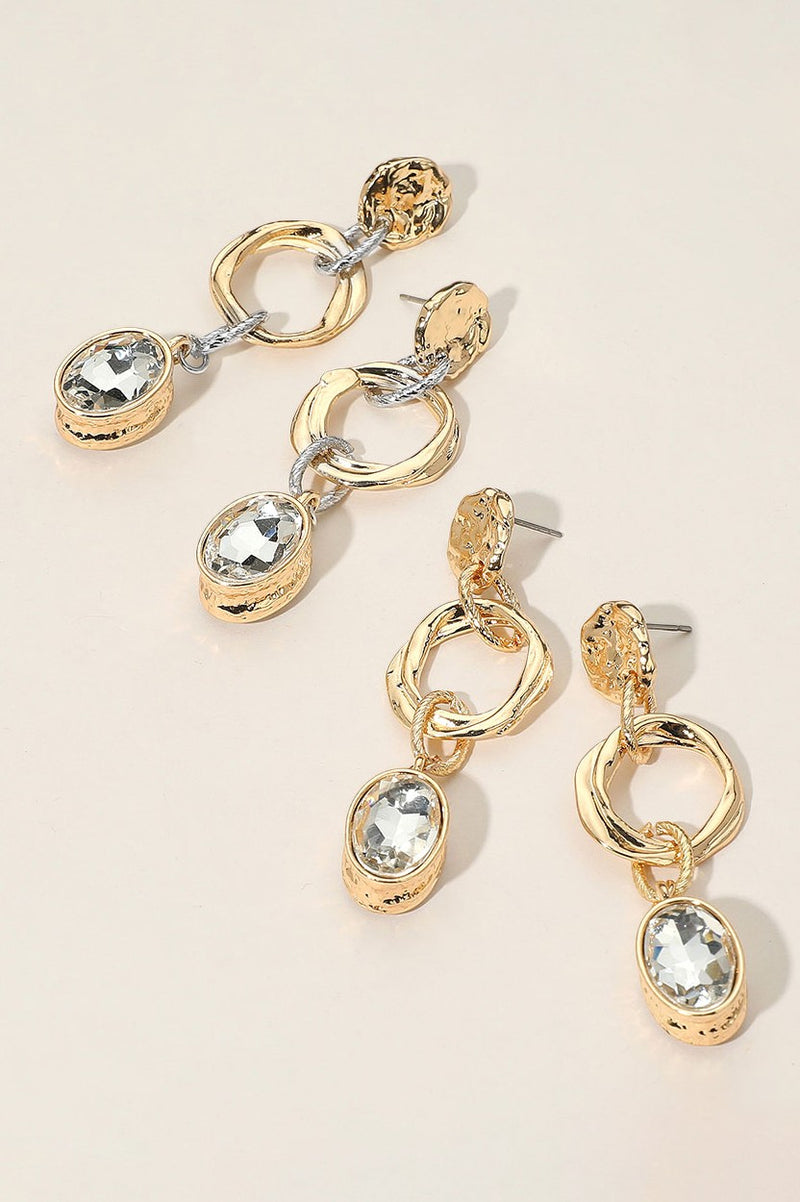 Metal Link Gemstone Earrings