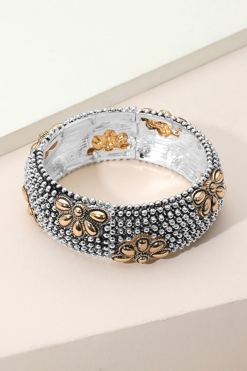 Embossed Floral Stretch Bracelet