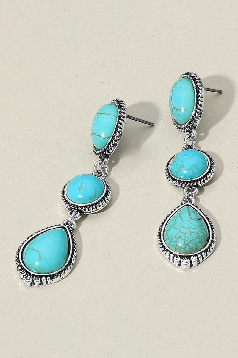 3 Drop Turquoise Earrings