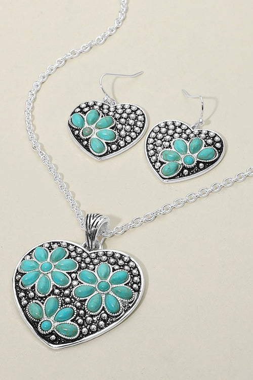 Embossed Heart Turquoise SET