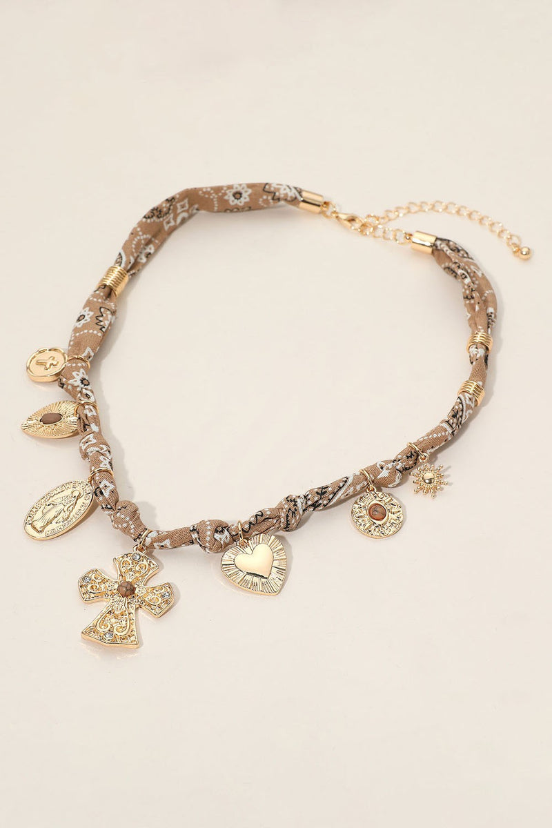 Boho Charm Necklace - Brown