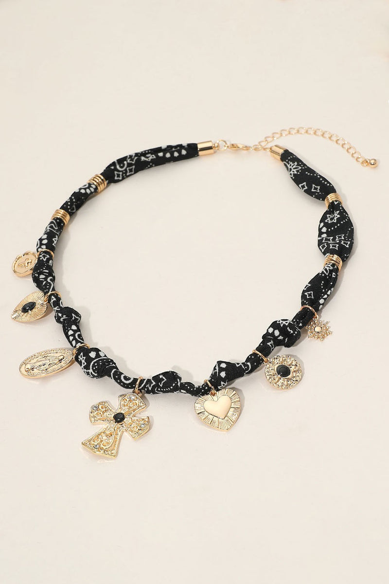 Boho Charm Necklace - Black